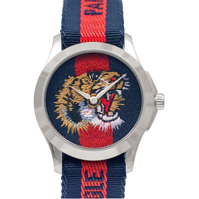 Gucci G Timless Le Marche Des Merveilles Blue & Red Dial Blue & Red Nylon Strap Unisex Watch  - YA126495 Watches Gucci   