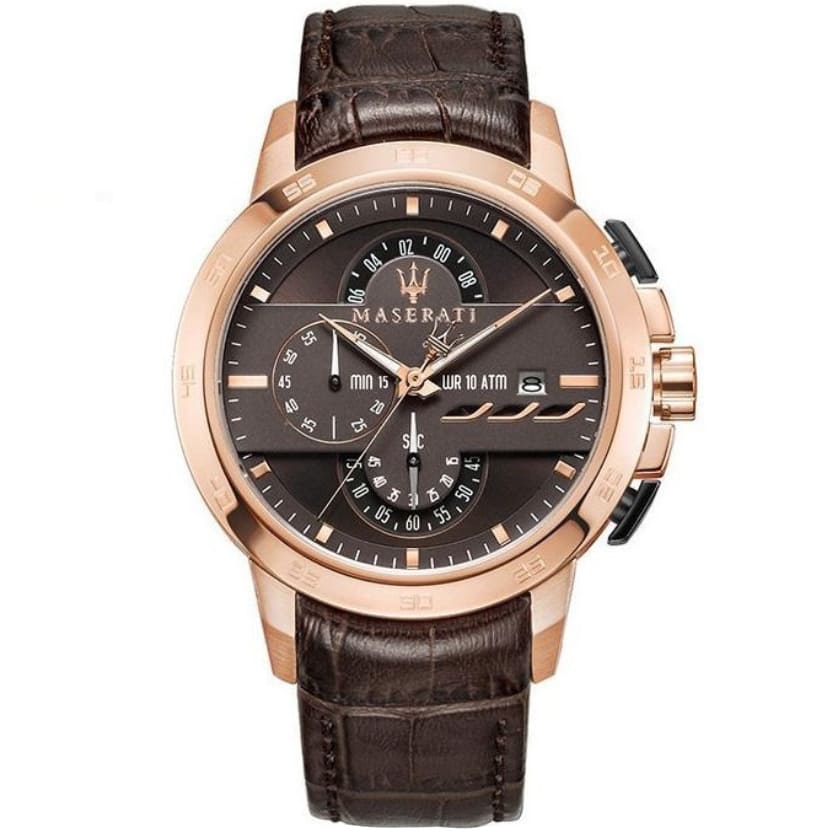 Maserati Ingegno Chronograph Brown Dial Leather Strap Watch For Men - R8871619001 Watches Maserati   