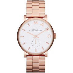 Marc Jacobs Baker White Dial Rose Gold Stainless Steel Strap Watch for Women - MBM3244 Watches Marc Jacobs   