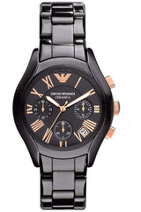 Emporio Armani Chronograph Black Ceramic Stainless Steel Dial Watch For Women - AR1411 Watches Emporio Armani   