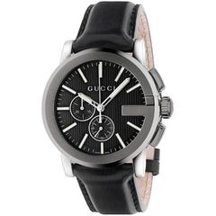 Gucci G Chrono Black Dial Black Leather Strap Watch For Men - YA101205 Watches Gucci   