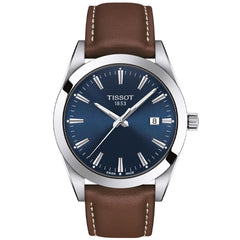 Tissot Gentleman Blue Dial Brown Leather Strap 40mm Watch For Men - T127.410.16.041.00 Watches Tissot   