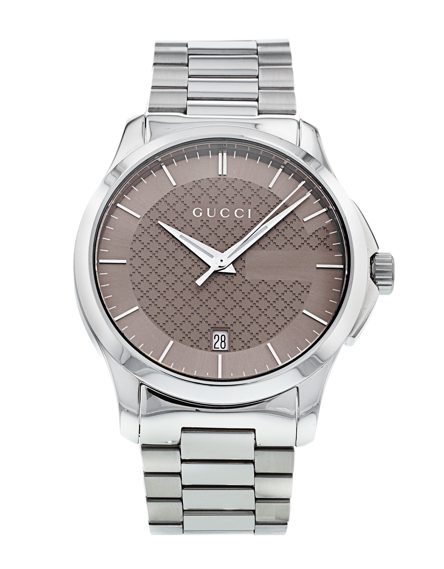 Gucci G Timeless Brown Dial Silver Steel Strap Watch For Men - YA126445 Watches Gucci   