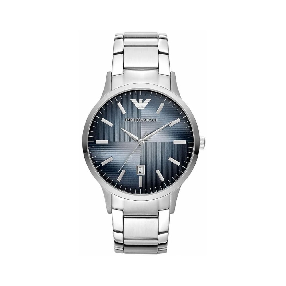 Emporio Armani Renato Blue Dial Silver Stainless Steel Watch For Men - AR2472 Watches Emporio Armani   