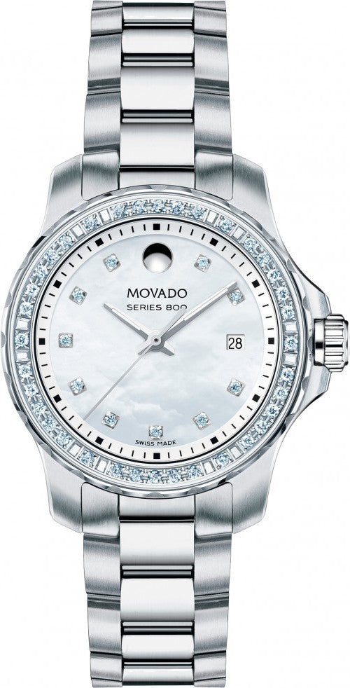 Movado Series 800 29mm Mother of Pearl Dial Diamond Watch For Women - 2600120 Watches Movado   