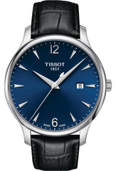 Tissot T Classic Tradition Blue Dial Black Leather Strap Watch For Men - T063.610.16.047.00 Watches Tissot   