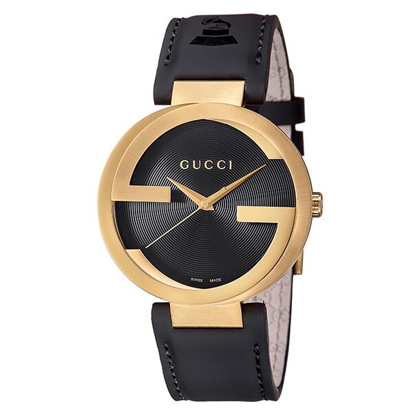 Gucci Interlocking Special Edition Grammy Black Dial Black Leather Strap Watch For Men - YA133208 Watches Gucci   