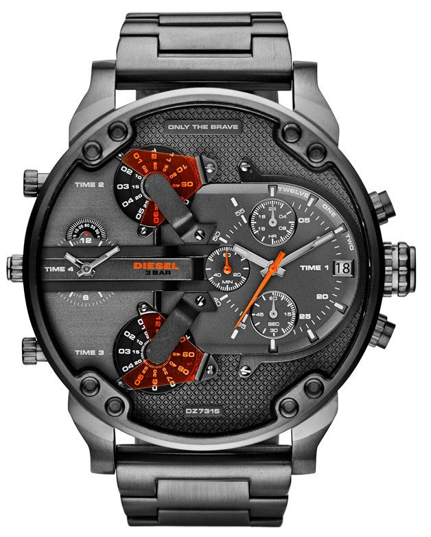 Diesel Mr Daddy 2.0 Chronograph Grey Dial Grey Stainless Steel Strap Watch For Men - DZ7315 Watches Diesel   