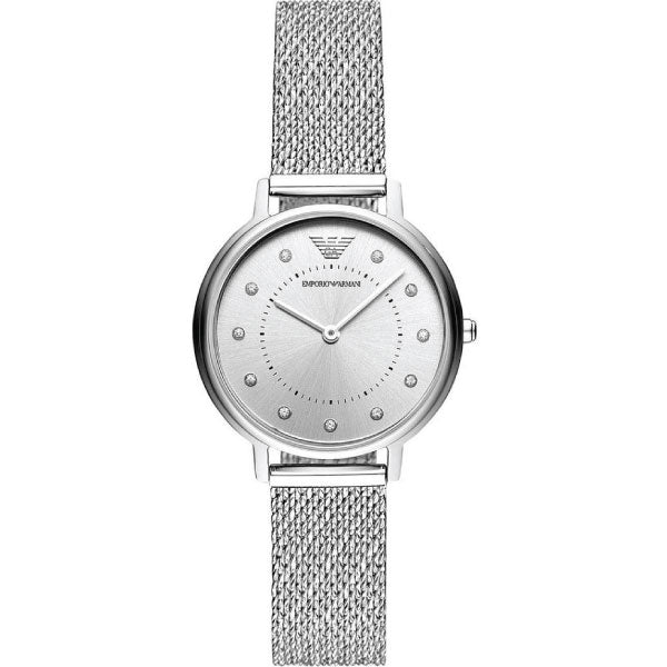 Emporio Armani Kappa Silver Dial Silver Mesh Bracelet Watch For Women - AR11128 Watches Emporio Armani   