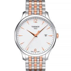 Tissot T Classic Tradition White Dial Two Tone Mesh Bracelet Watch For Men - T063.610.22.037.01 Watches Tissot   