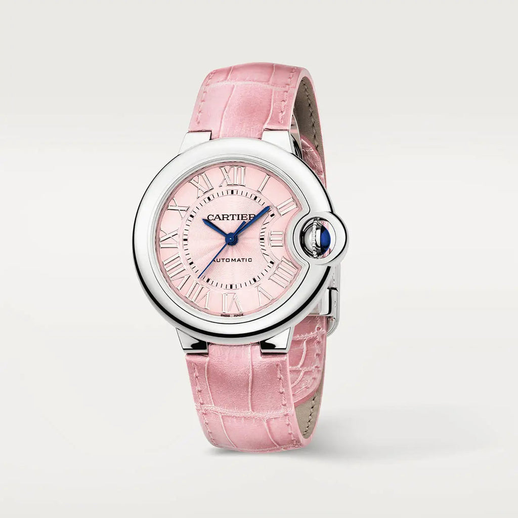 Cartier Ballon Blue De Cartier Pink Dial Pink Leather Strap Watch For Women - WSBB0031