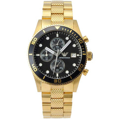 Emporio Armani Chronograph Black Dial Gold Stainless Steel Strap Watch For Men - AR5857 Watches Emporio Armani   