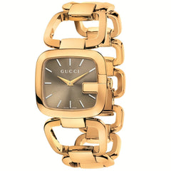 Gucci G Gucci Brown Dial Rose Gold Steel Strap Watch For Women - YA125408 Watches Gucci   