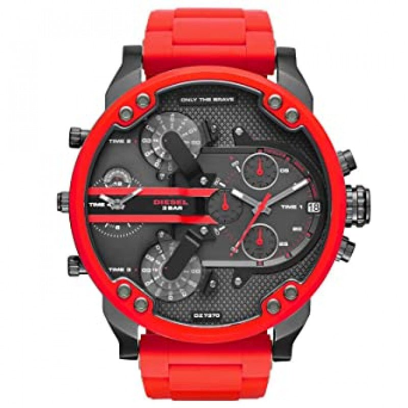 Diesel Mr Daddy 2.0 Black Dial Red Stainless Steel Watch For Men - DZ7370 Watches Diesel   