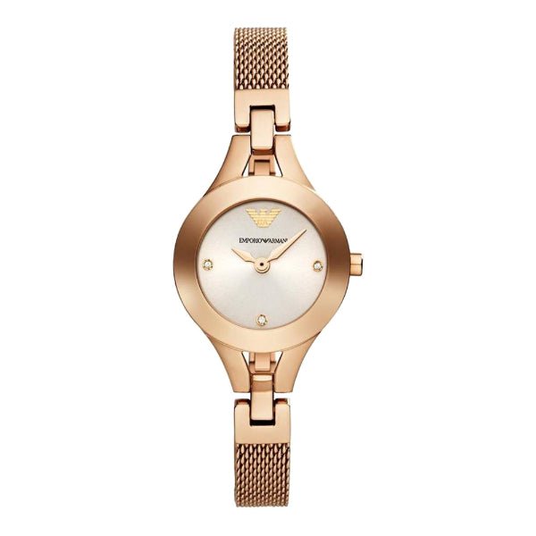 Emporio Armani Chiara Silver Dial Rose Gold Stainless Steel Watch For Women - AR7362 Watches Emporio Armani   