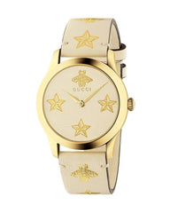 Gucci G Timeless White DIal White Leather Strap Watch For Women - YA1264096 Watches Gucci   