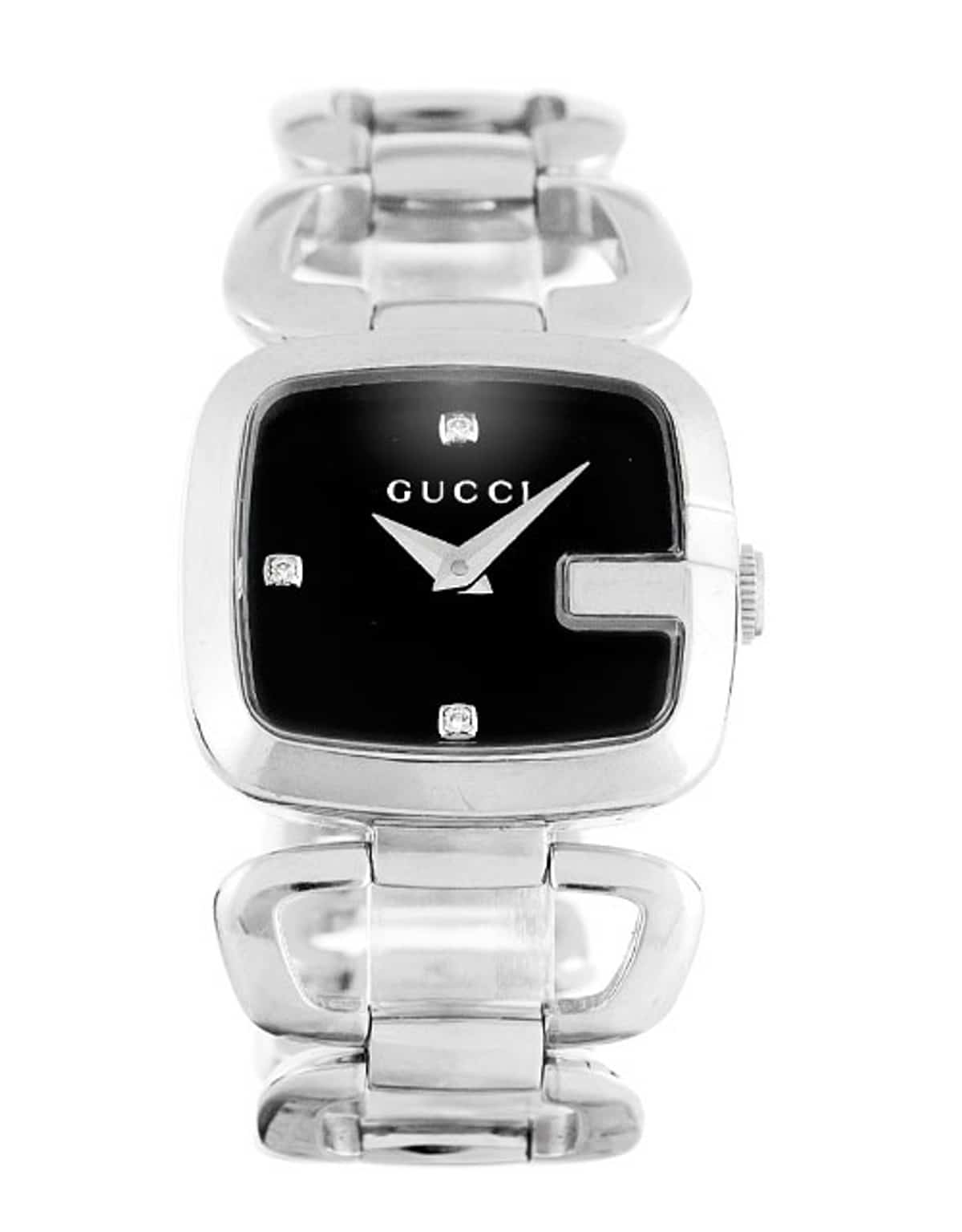 Gucci G Diamonds Black Dial Silver Steel Strap Watch For Women - YA125509 Watches Gucci   