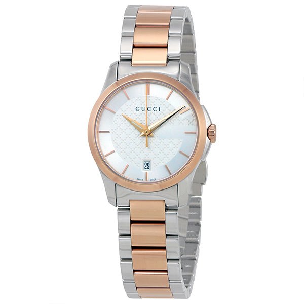 Gucci G Timeless Silver Dial Two Tone Steel Strap Watch For Women - YA126564 Watches Gucci   