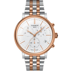 Tissot Carson Premium Chronograph White Dial Silver Steel Strap Watch For Men - T122.417.22.011.00 Watches Tissot   