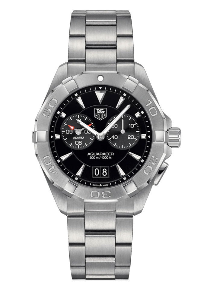 Tag Heuer Aquaracer Quartz 40mm Black Dial Silver Steel Strap Watch for Men - WAY111Z.BA0928 Watches Tag Heuer   