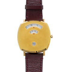 Gucci Grip Yellow Gold Dial Maroon Leather Strap Unisex Watch - YA157411 Watches Gucci   