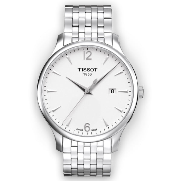 Tissot T Classic Tradition White Dial Silver Steel Strap Watch For Men - T063.610.11.037.00 Watches Tissot   