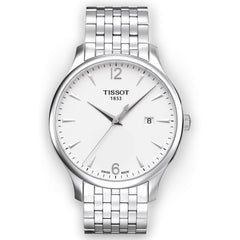 Tissot T Classic Tradition White Dial Silver Steel Strap Watch For Men - T063.610.11.037.00 Watches Tissot   