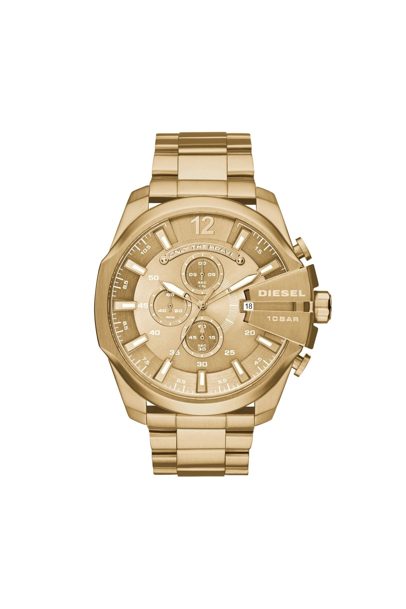 Diesel Mega Chief Gold Dial Gold Stainless Steel Chronograph Watch For Men - DZ4360 Watches Diesel   