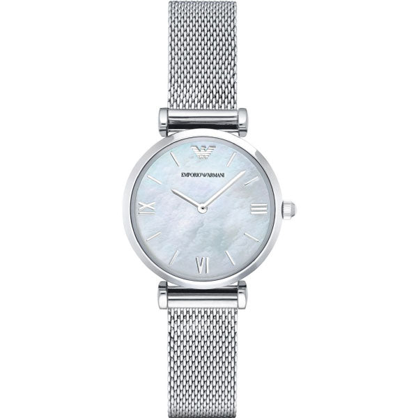 Emporio Armani Gianni T Bar Mother of Pearl Dial Stainless Steel Strap Watch For Women - AR1955 Watches Emporio Armani   