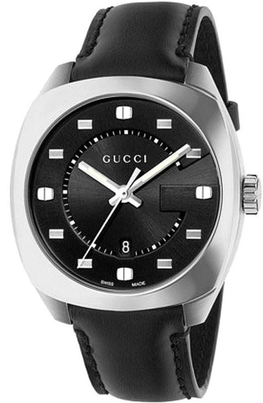 Gucci GG2570 Black Dial Black Leather Strap Watch For Men - YA142307 Watches Gucci   