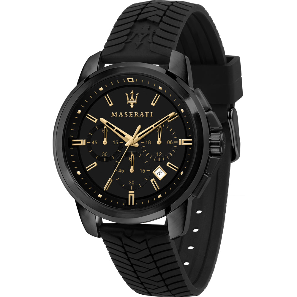 Maserati Successo Black Dial Black Rubber Strap Watch For Men - R8871621011 Watches Maserati   