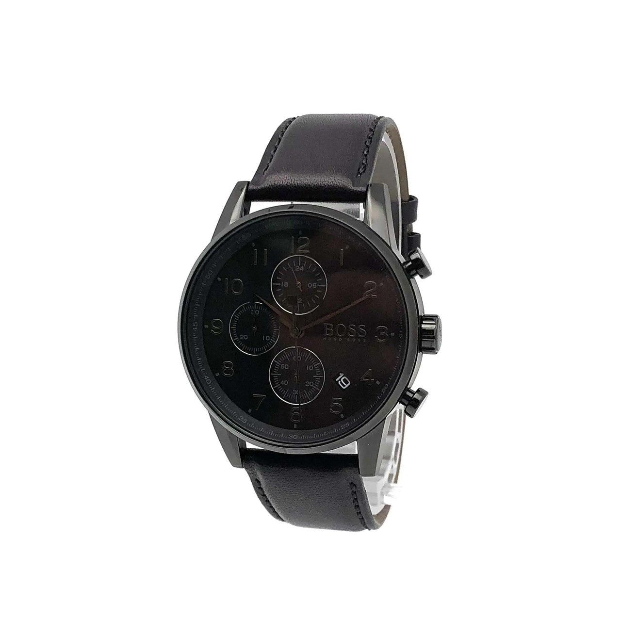 Hugo Boss Navigator Black Dial Black Leather Strap Watch for Men - 1513497 Watches Hugo Boss   