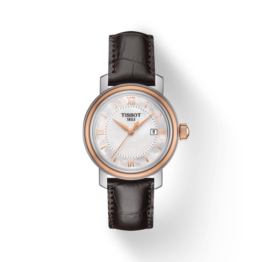 Tissot Bridgeport Lady Silver Dial Brown Leather Strap Watch For Women - T097.010.26.118.00 Watches Tissot   