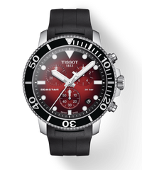 Tissot Seaster 1000 Red Dial Black Rubber Strap Chronograph Watch For Men - T120.417.17.421.00 Watches Tissot   