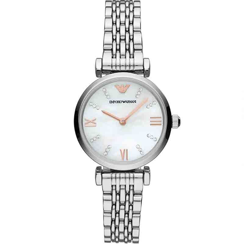 Emporio Armani Donna Mother of Pearl Dial Silver Stainless Steel Watch For Women - AR11204 Watches Emporio Armani   