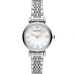 Emporio Armani Donna Mother of Pearl Dial Silver Stainless Steel Watch For Women - AR11204 Watches Emporio Armani   