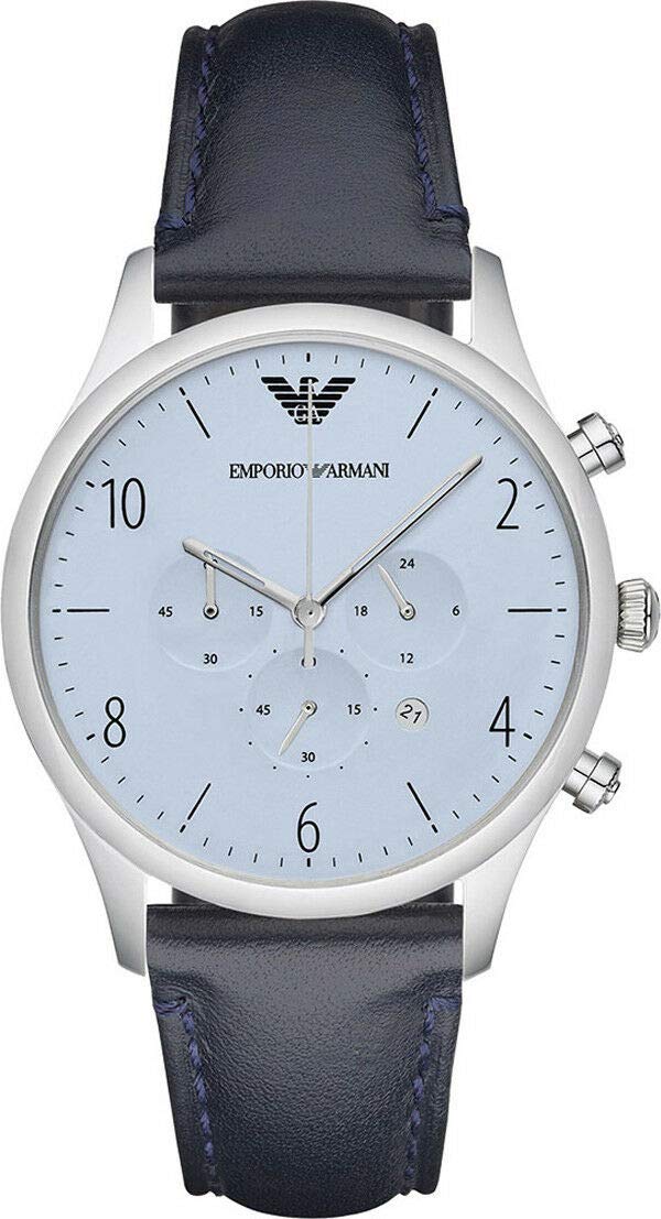 Emporio Armani Chronograph Blue Dial Blue Leather Strap Watch For Men - AR1889 Watches Emporio Armani   