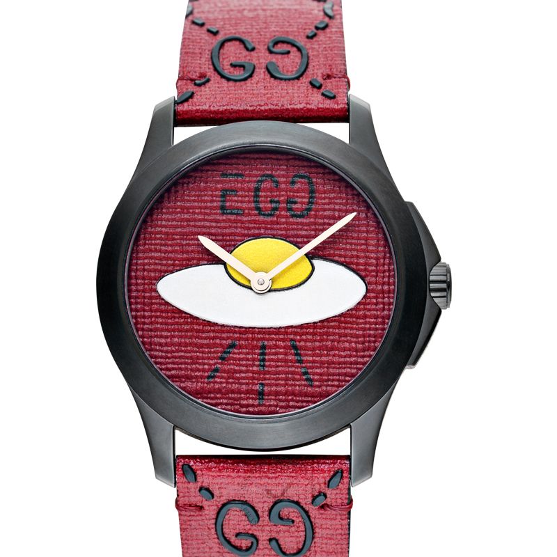 Gucci G Timeless Ghost UFO Red Dial Red Leather Strap Watch For Men - YA1264023 Watches Gucci   