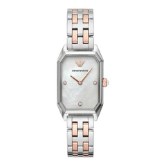 Emporio Armani Gianni T Bar Mother of Pearl Dial Two Tone Stainless Steel Strap Watch For Women - AR11146 Watches Emporio Armani   