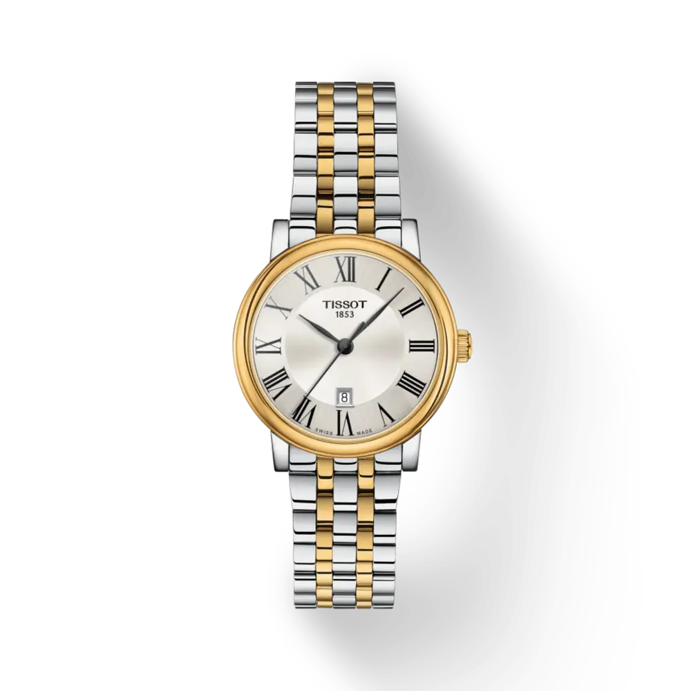 Tissot T Classic Carson Premium White Dial Two Tone Steel Strap Lady Watch For Women - T122.210.22.033.00 Watches Tissot   