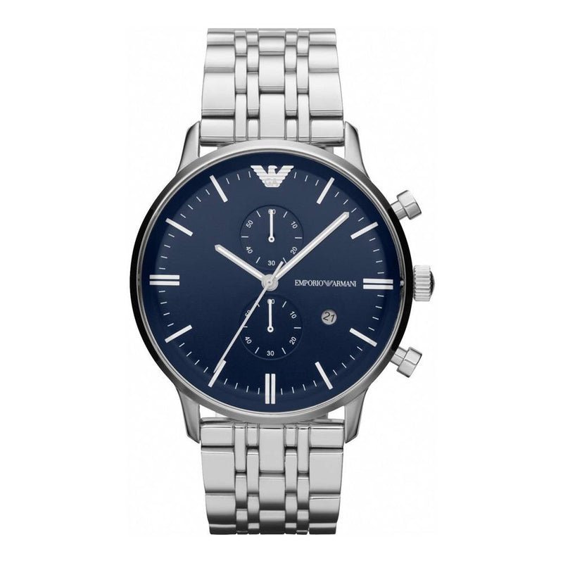 Emporio Armani Gianni Chronograph Blue Dial Silver Stainless Steel Watch For Men - AR1648 Watches Emporio Armani   