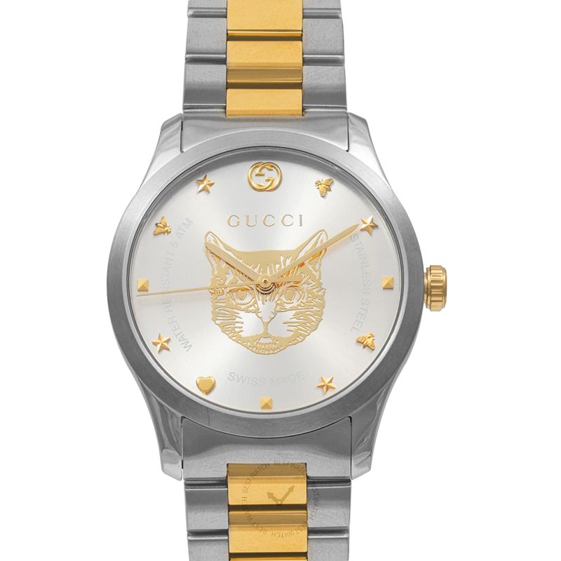 Gucci G Timeless Silver Dial Two Tone Steel Strap Watch For Women - YA1264074 Watches Gucci   