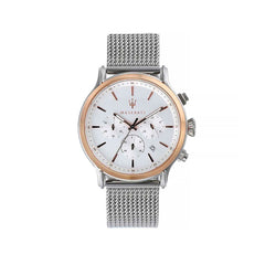 Maserati Epoca White Dial Chronograph Silver Mesh Bracelet Watch For Men - R8873618009 Watches Maserati   