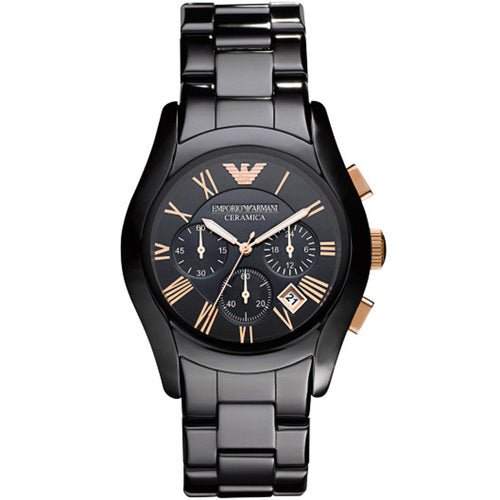 Emporio Armani Valente Ceramica Chronograph Black Dial Watch For Men - AR1410 Watches Emporio Armani   