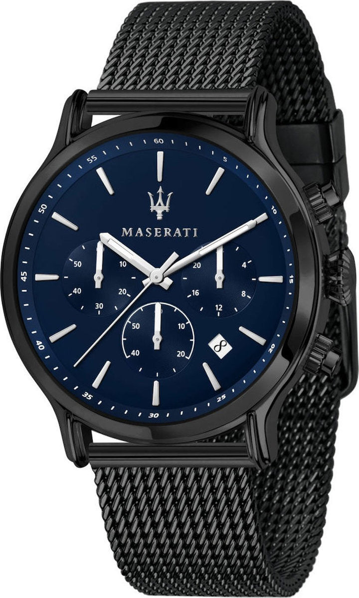 Maserati Epoca Black Edition Blue Dial Black Mesh Bracelet Watch For Men - R8873618008 Watches Maserati   