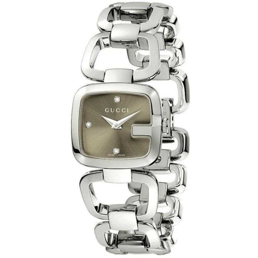 Gucci G Gucci Brown Dial Silver Steel Strap Watch For Women - YA125503 Watches Gucci   