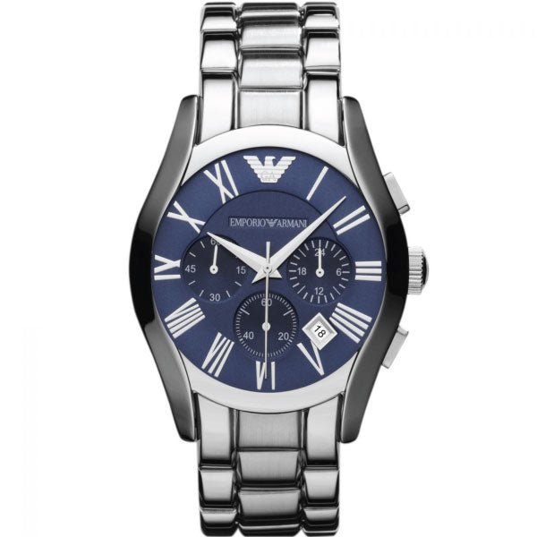 Emporio Armani Classic Blue Dial Silver Stainless Steel Strap Watch For Men - AR1635 Watches Emporio Armani   