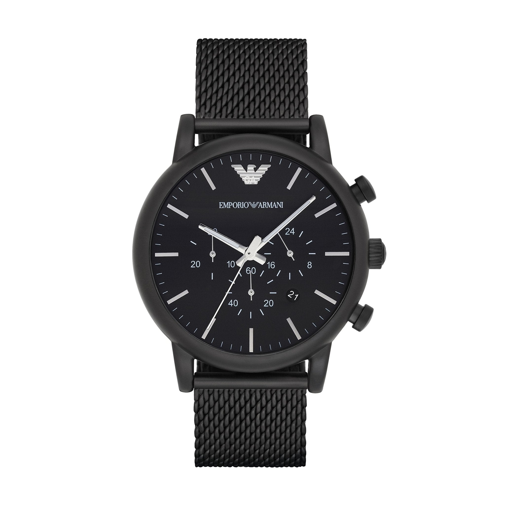 Emporio Armani Sport Chronograph Black Dial Black Mesh Bracelet Watch For Men - AR1968 Watches Emporio Armani   