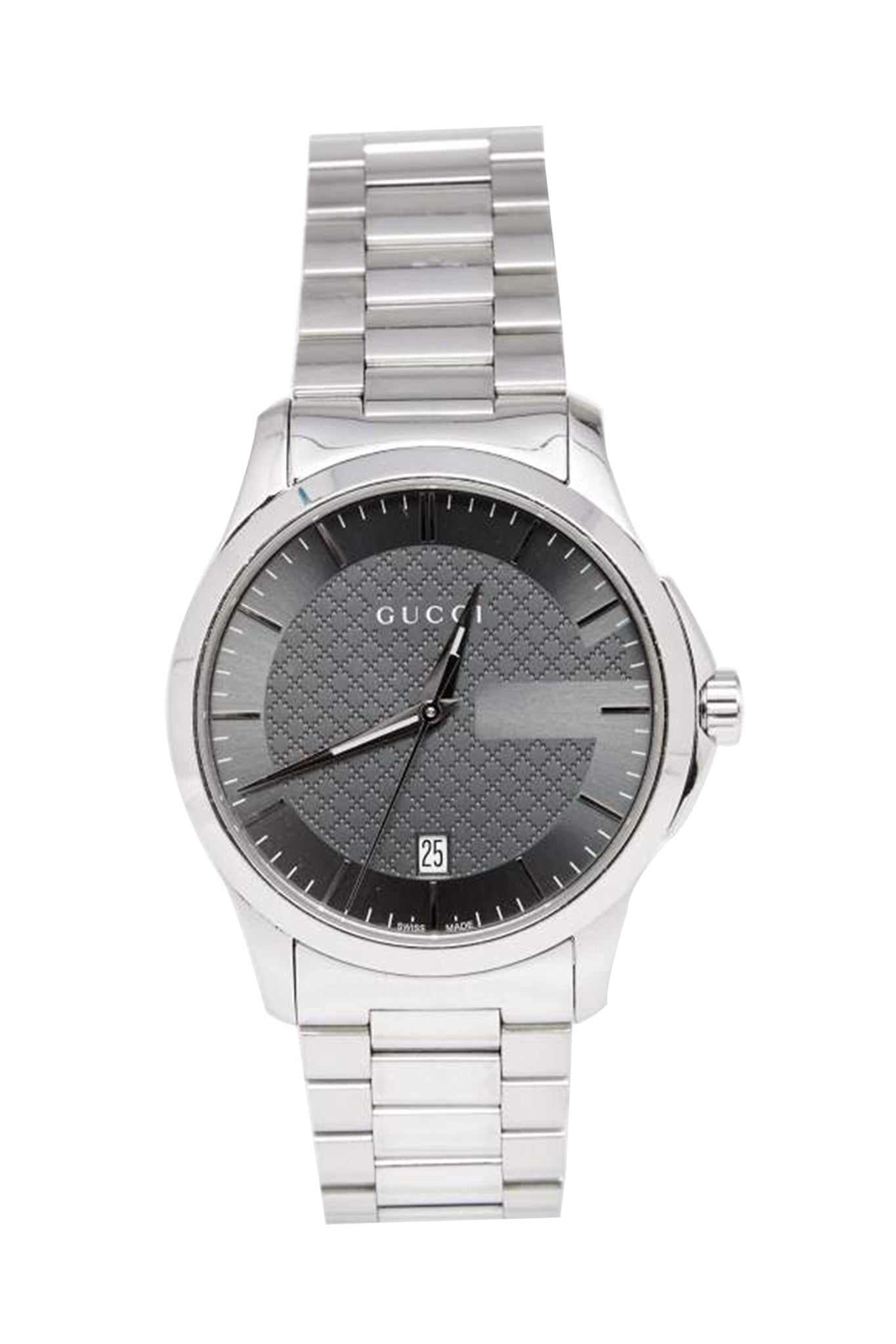 Gucci G Timeless Grey Dial Silver Steel Strap Watch For Men - YA126441 Watches Gucci   