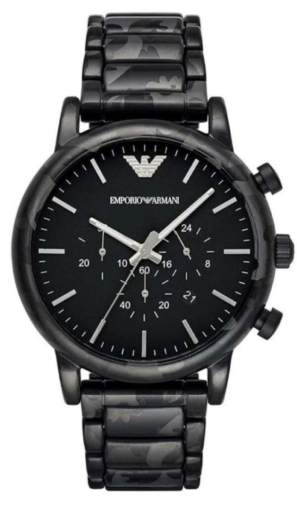 Emporio Armani Luigi Chronograph Black Dial Black Stainless Steep Strap Watch For Men - AR11045 Watches Emporio Armani   